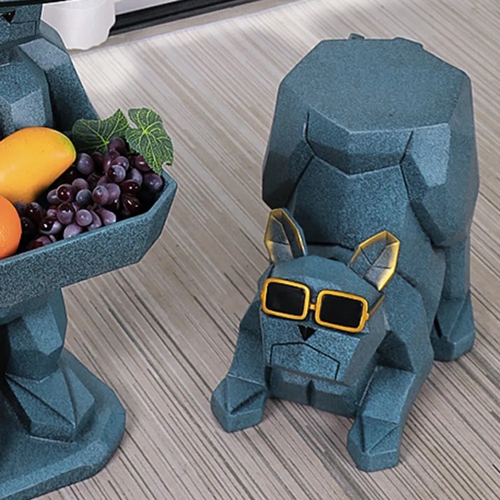 Deep Blue Dog Stool Animal Shape Ottoman Stool Resin Footrest window image