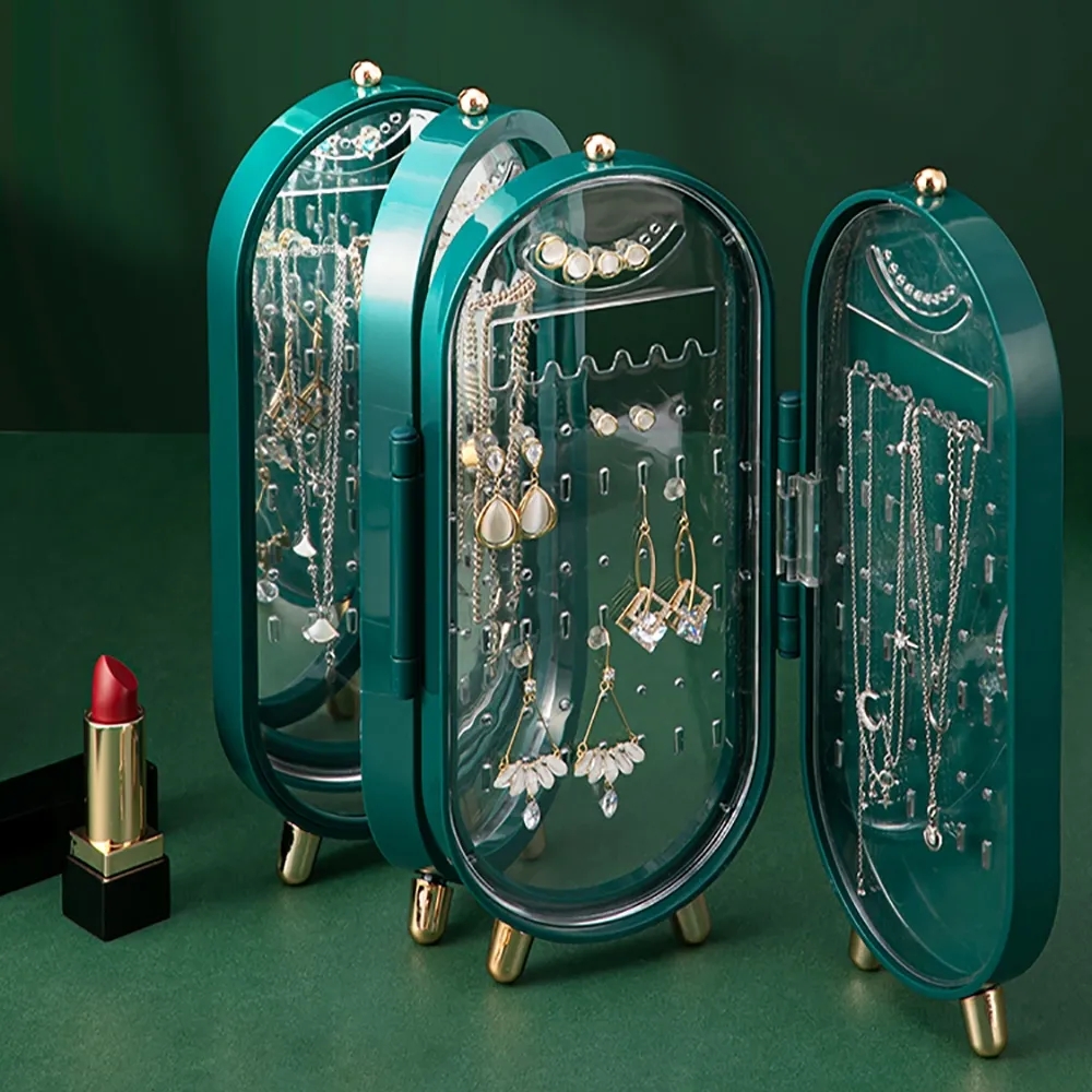 Desk Organiser Earring Holder Jewelry Display Stand-Green window image