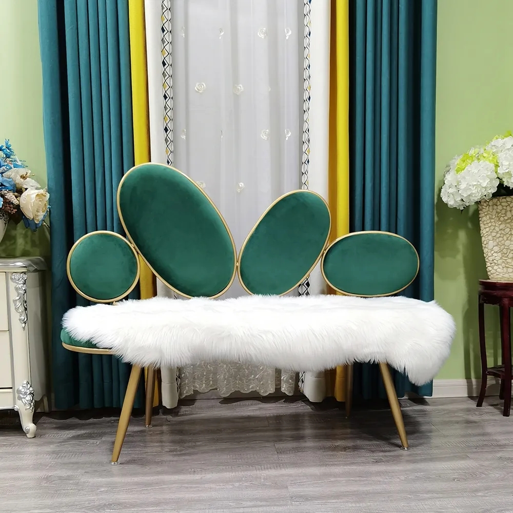 Green 1250mm Nordic Sofa Velvet Upholstered Cobblestone Sofa in Gold Legs window image