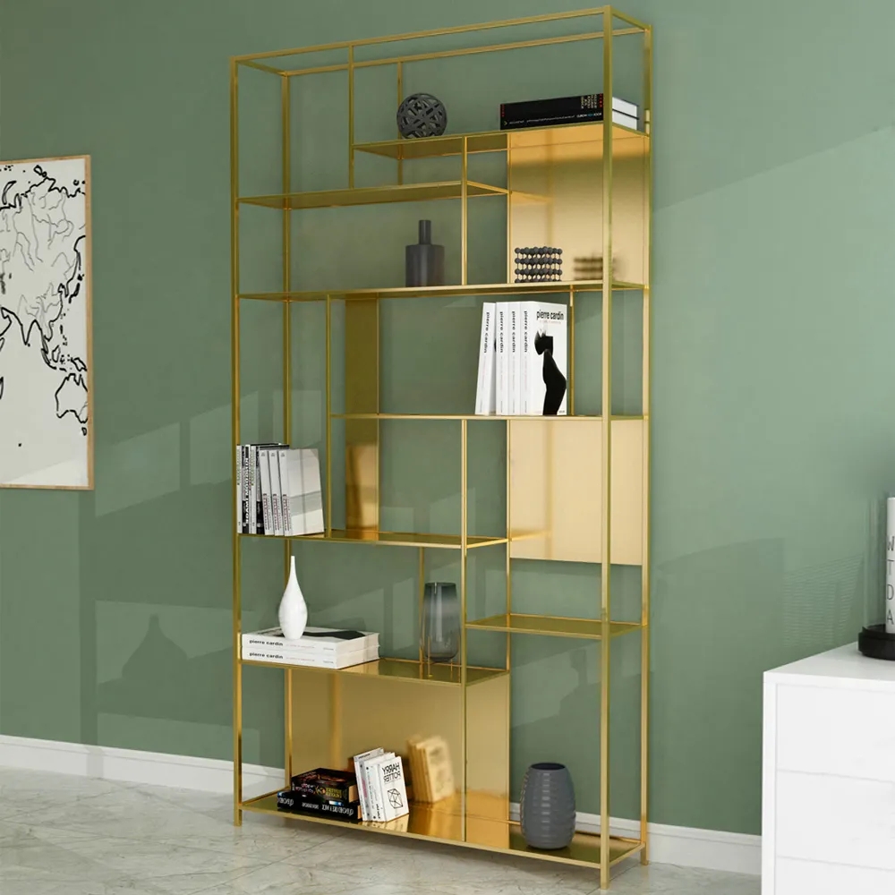 Contemporary Standing Geometric Bookshelf in Metal window image