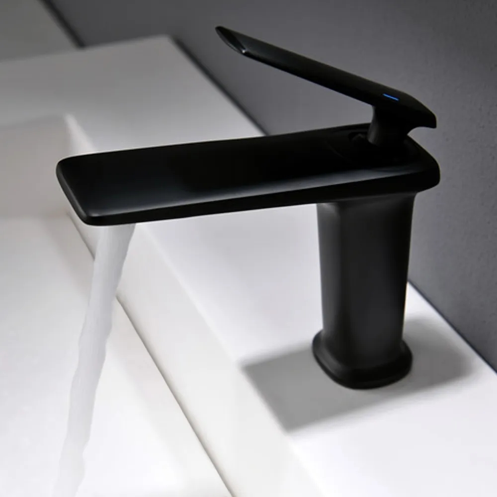 Black Monobloc Single Lever Handle Solid Brass Bathroom Basin Tap window image