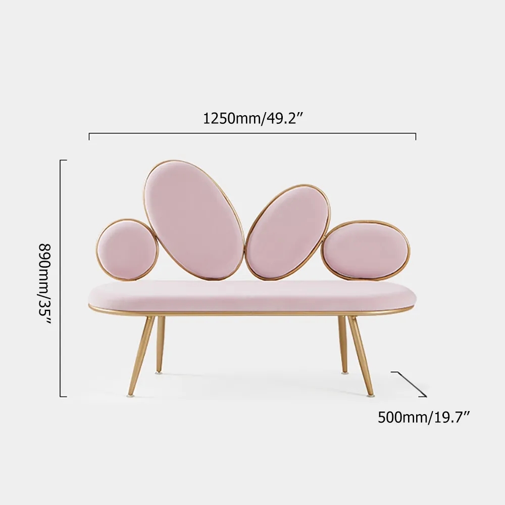 Canapé nordique en velours rembourré rose 49.2" avec pieds dorés image de fenêtre