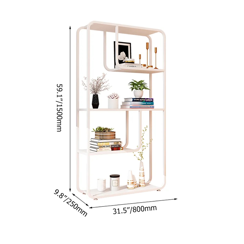 4-Tier Nordic Metal Bookcase Freestanding Shelf window image
