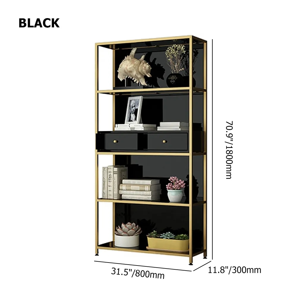 Modern Standing Standard Bookshelf with Drawers window image