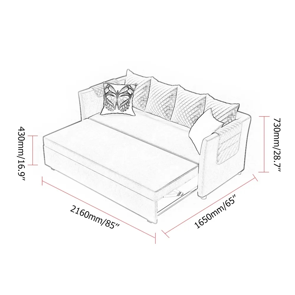 Blue 85" Full Sleeper Sofa Velvet Upholstered Convertible Sofa window image