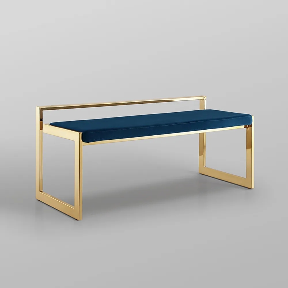 Modern Bench Velvet Upholstered Bench in Gold Finish window image