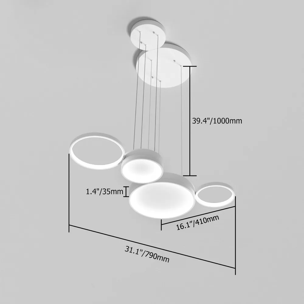 31"L 4-Light LED Circle Pendant Light for Kitchen Island Dining Table White window image