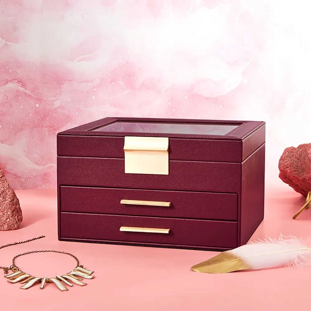 PU Leather Desk Organiser Ring Holder in Pink window image