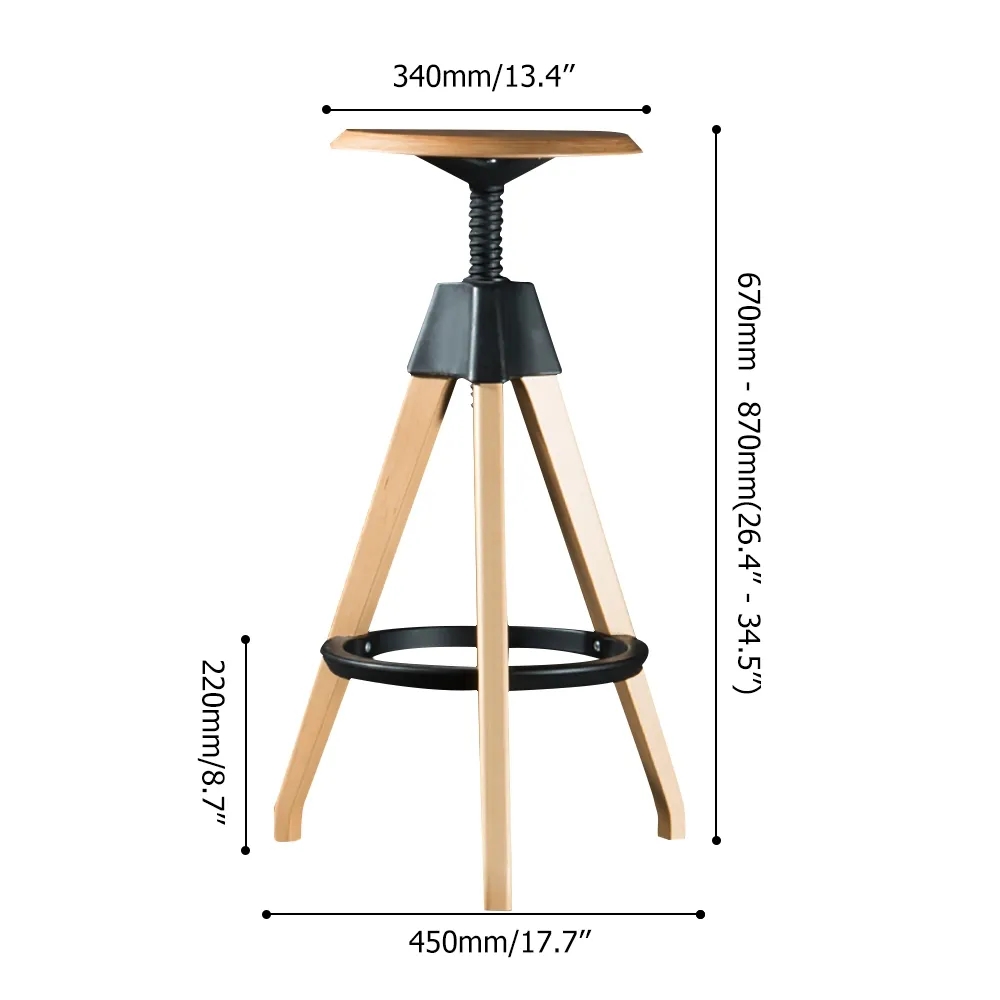 Industrail Height Bar Stool Beech Bar Chair with Footrest window image
