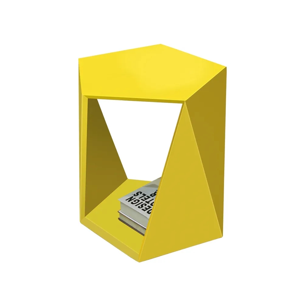 19.7" Geometric End Table with Storage Shelf in Yellow window image