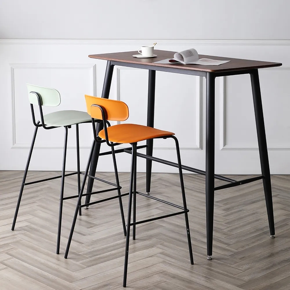 White Counter Height Bar Stool PP Plastic Counter Stool with Footrest Metal window image