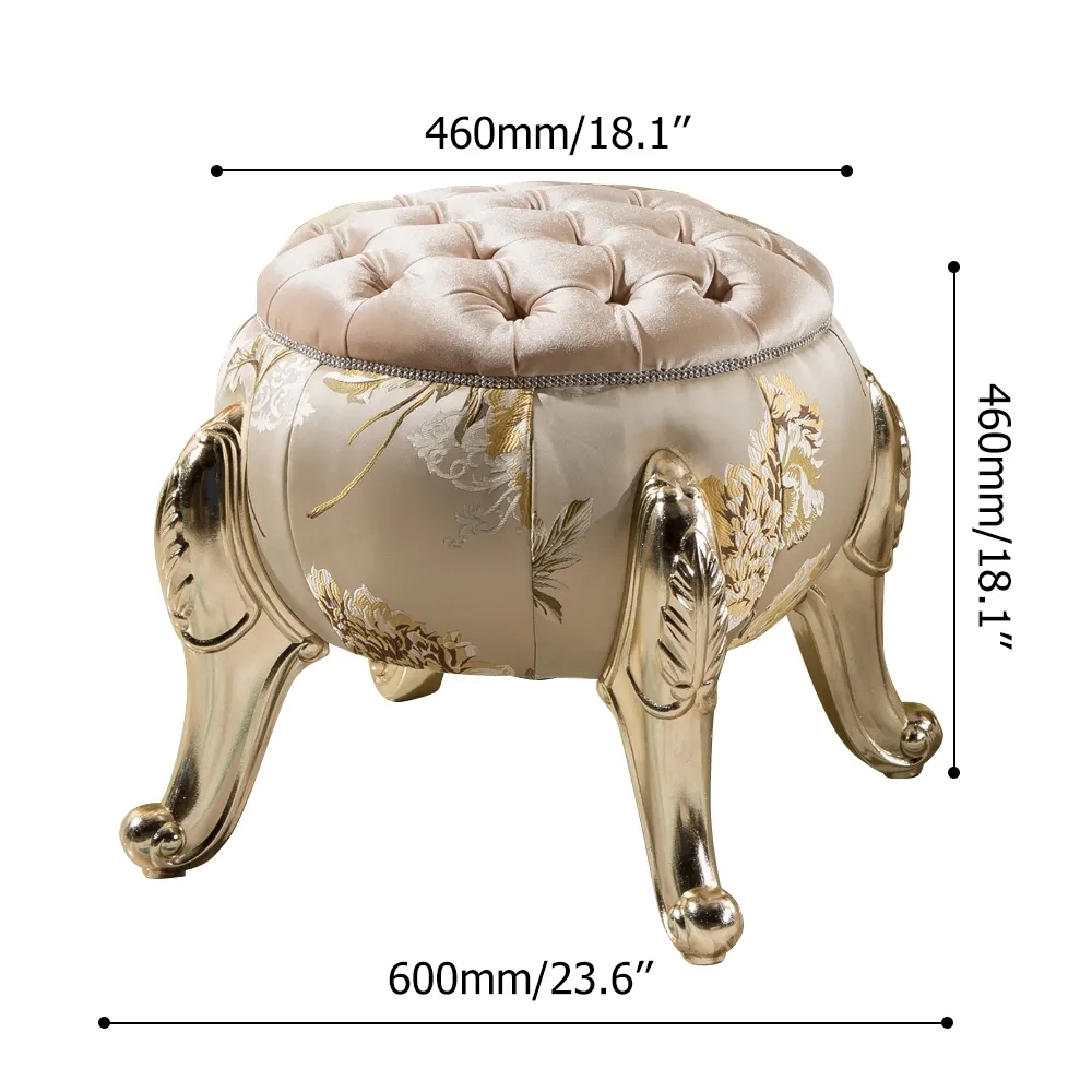 Retro Pumpkin Stool Ottoman Tufted Upholstered Round Ottoman window image