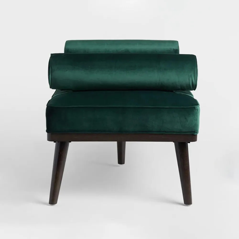 Retro Bench Velvet Upholstered Bench 1000mm Bench Pillow Included window image