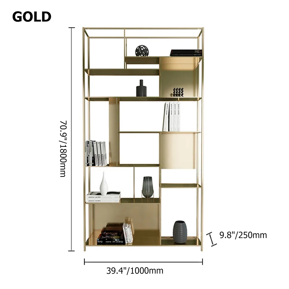 Contemporary Standing Geometric Bookshelf in Metal window image