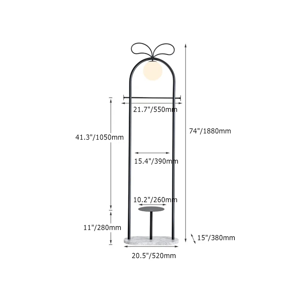 Black Shelf LED Floor Lamp 1-Light Coat and Clothing Rack window image