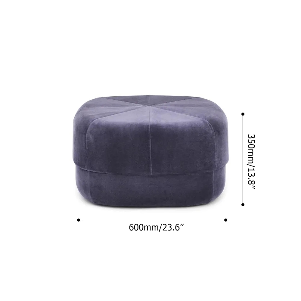 Blue 23.6''Dia Round Stool Velvet Upholstered Ottoman window image
