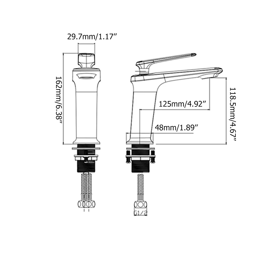 Black Monobloc Single Lever Handle Solid Brass Bathroom Basin Tap window image