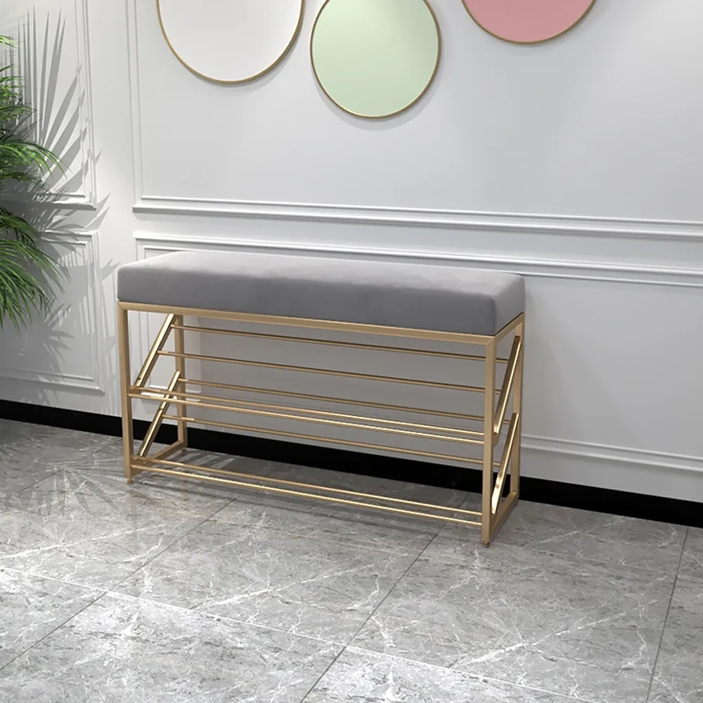 Grijs 1000 mm Bank Fluwelen Gestoffeerde Bank Ottomaanse Bank Entryway Schoenen Opbergbank Vensterafbeelding