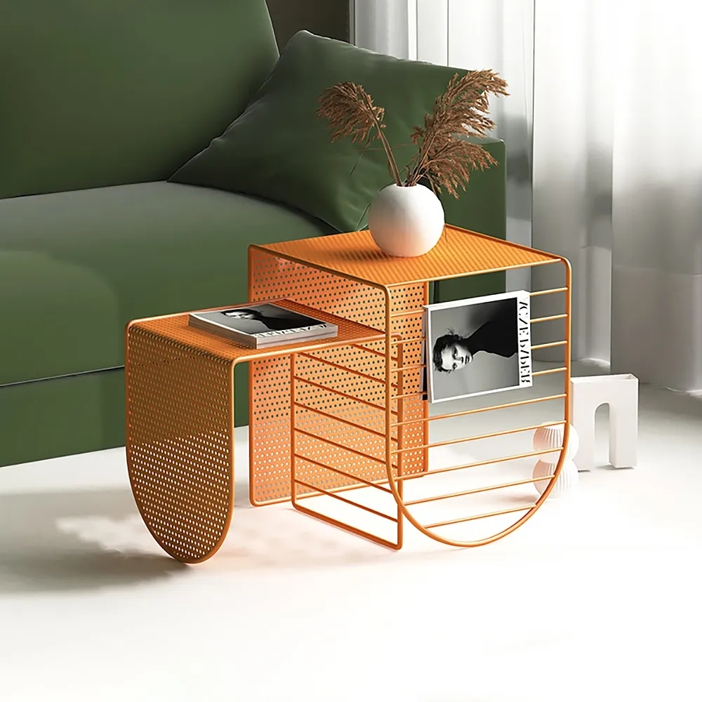 Industrial End Table Coffee Table Orange in Large window image