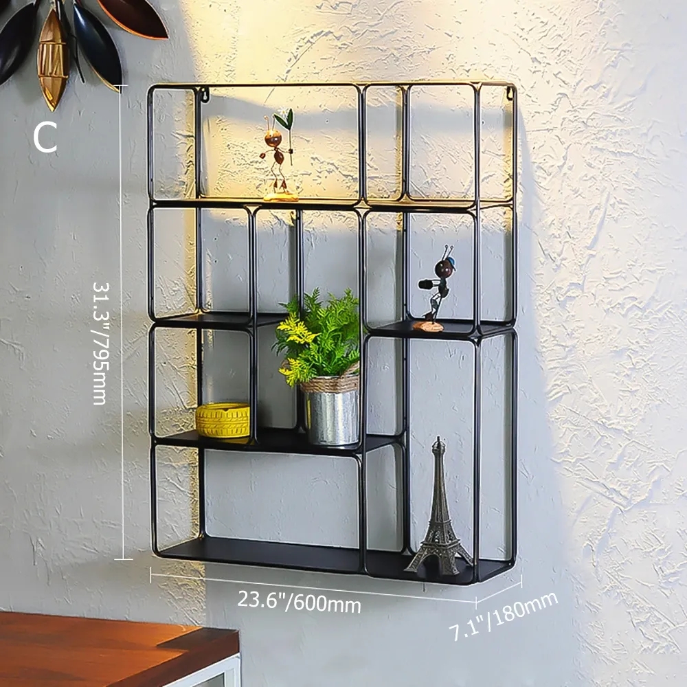 Modern Wall Mounted Shlef in Black Metal Style C window image