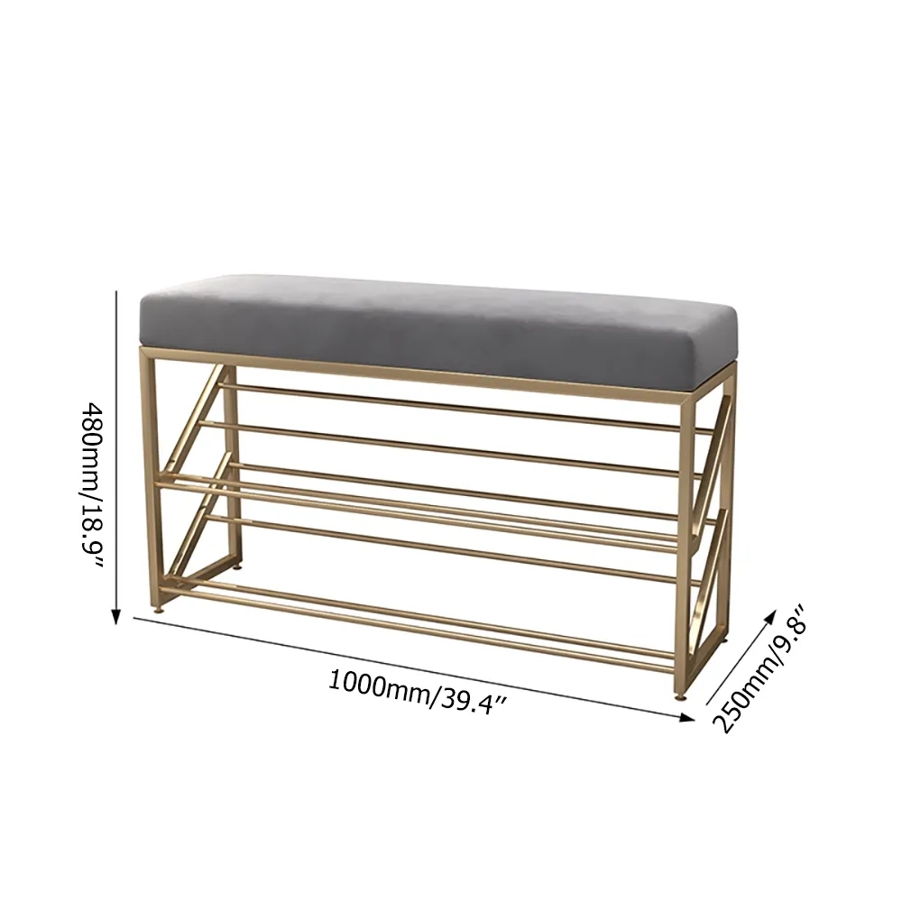 Grijs 1000 mm Bank Fluwelen Gestoffeerde Bank Ottomaanse Bank Entryway Schoenen Opbergbank Vensterafbeelding