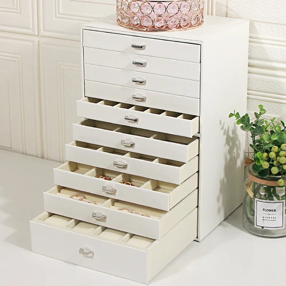 Desk Organiser Earring Holder Jewelry Display Box in White window image