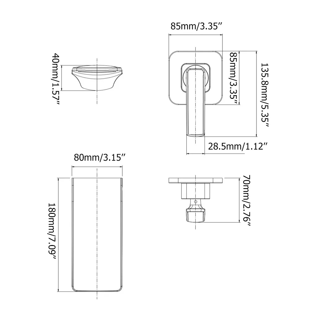 Contemporary Black Single Handle Wall Mounted Solid Brass Bathroom Sink Faucet window image
