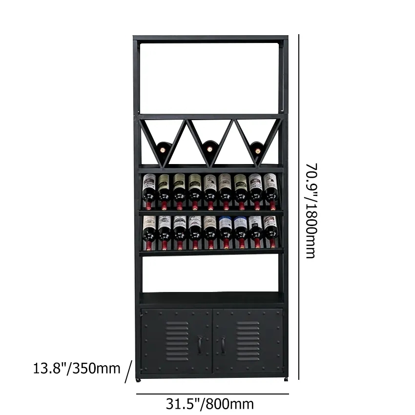 Industrial Contemporary Standing Metal Wine Rack in Black window image