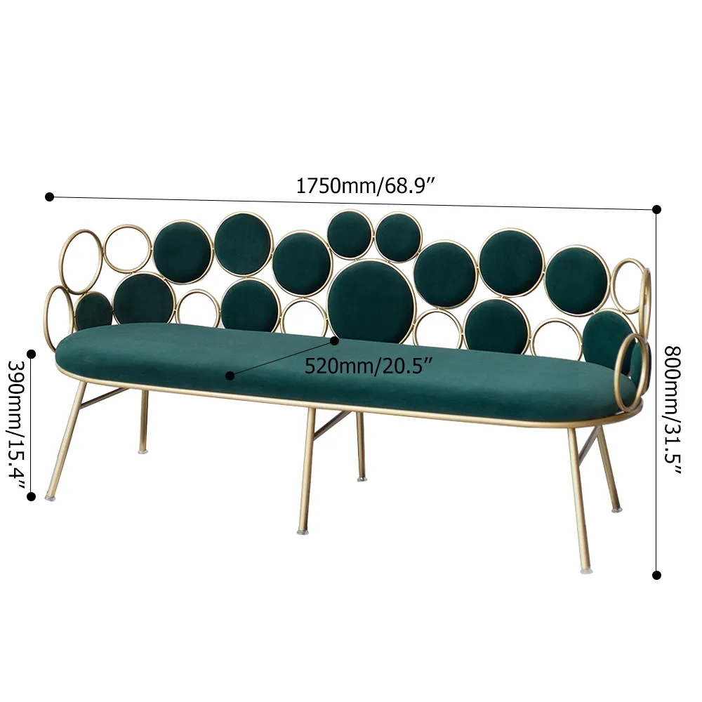 Gray 68.9" Retro Velvet Upholstered Sofa 3-Seater Sofa Luxury Sofa Gold Metal Frame window image