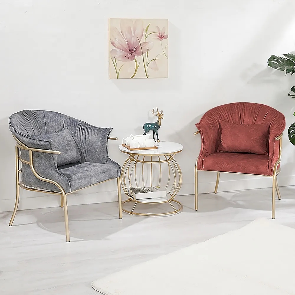 Retro Velvet Upholstered Sofa 1-Seater Sofa with Gold Legs window image