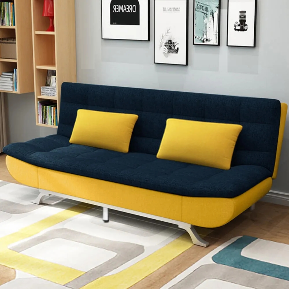 Linen Futon 2-Function Sleeper Sofa Bed with Cushions Lounge for 2 Seaters Living Room window image