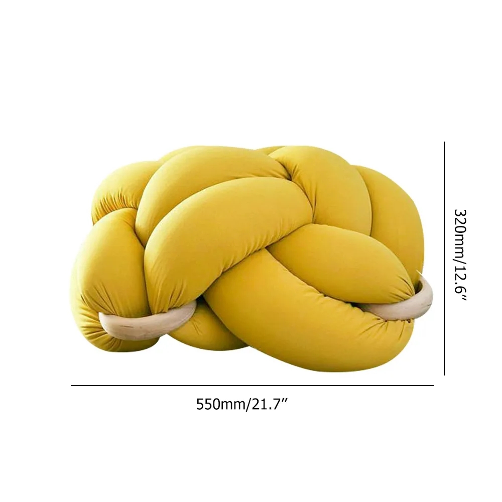 Blue Nordic Round Knot Stool Upholstered Ottoman Stool window image