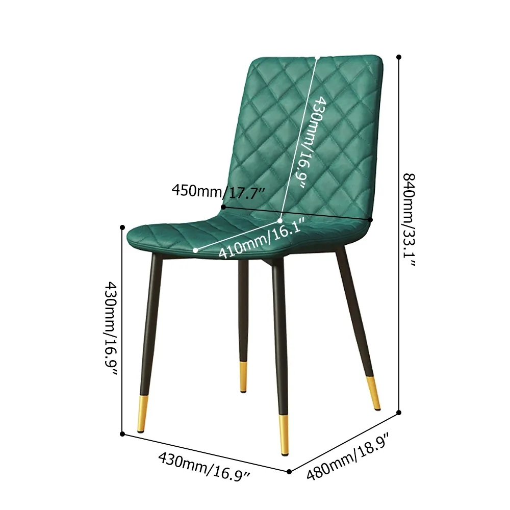 Light Brown PU Leather High Back Upholstered Dining Chair in Black & Gold Legs Set of 2 window image