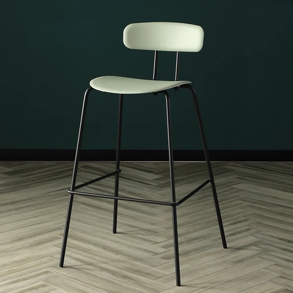 Green Counter Height Bar Stool PP Plastic Counter Stool with Footrest Metal window image