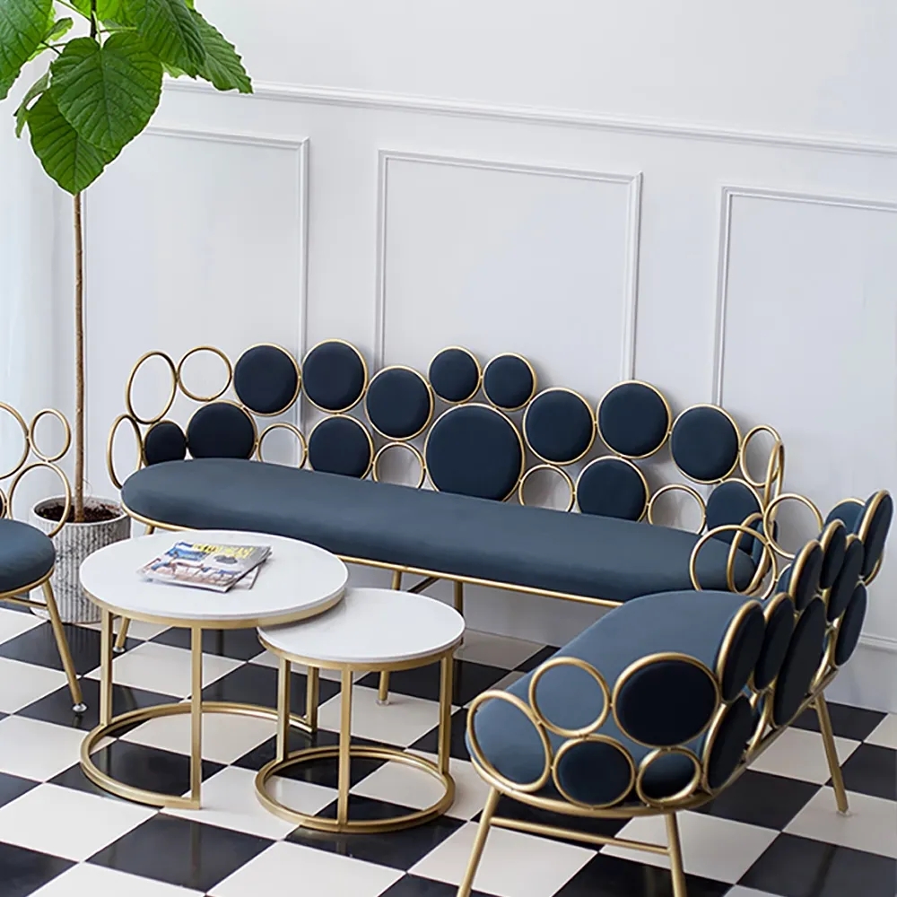 Gray 68.9" Retro Velvet Upholstered Sofa 3-Seater Sofa Luxury Sofa Gold Metal Frame window image