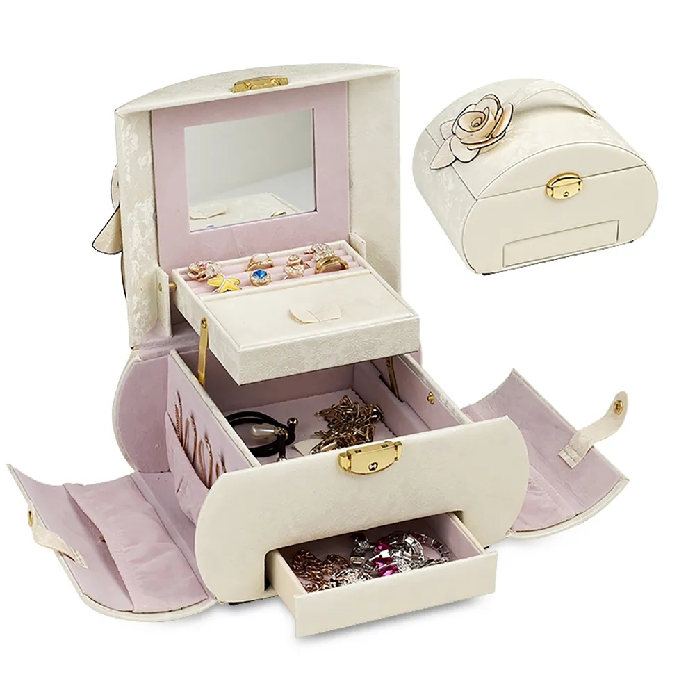 Modern Leather Jewelry Box in White window image