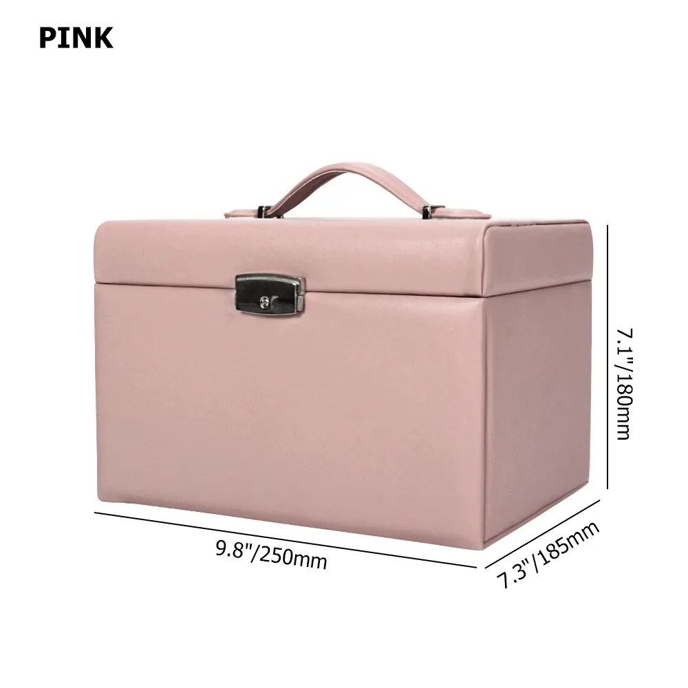 Pink PU Leather Desk Organiser Earring Holder Necklace Storage window image