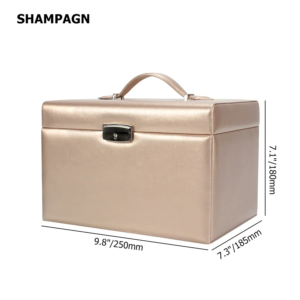 Champagne PU Leather Desk Organizer Earring Holder Necklace Storage window image