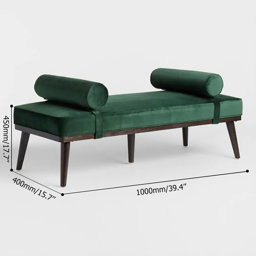 Retro Bench Velvet Upholstered Bench 1000mm Bench Pillow Included window image