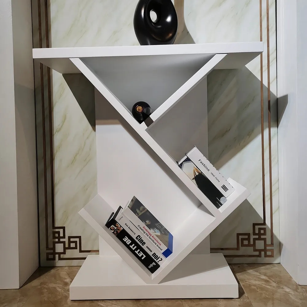 900mm Small Console Table White Wood Narrow Accent Table with Tree Shelves window image