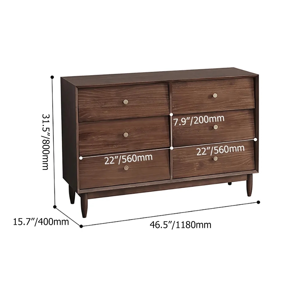 Nordic Grey Dressoir Cant 6-lades kast goud trekt Vensterafbeelding