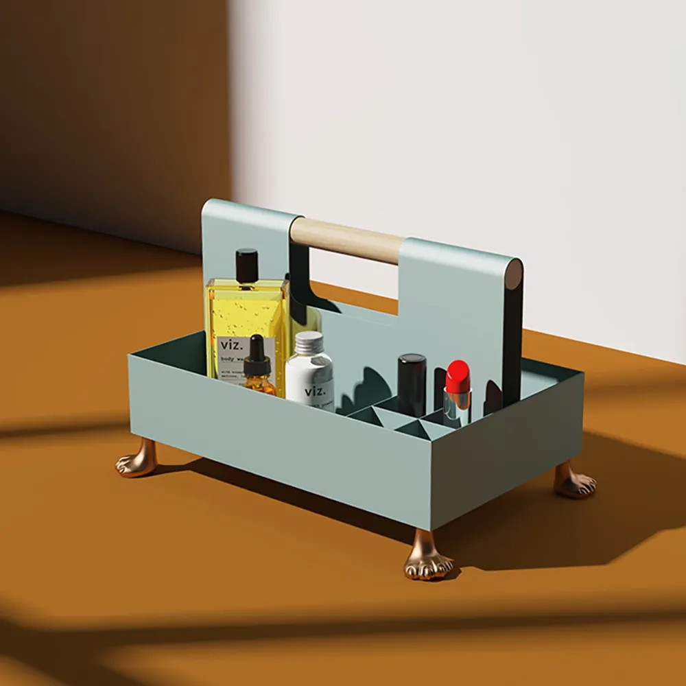 Modern Desk Organiser Books Stationery Rack Makeup Storage Box with Handles window image