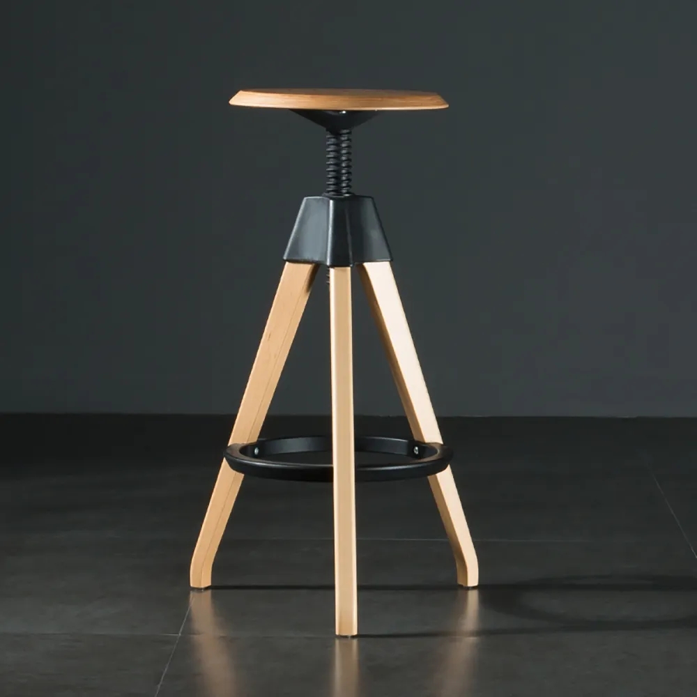 Industrail Height Bar Stool Beech Bar Chair with Footrest window image