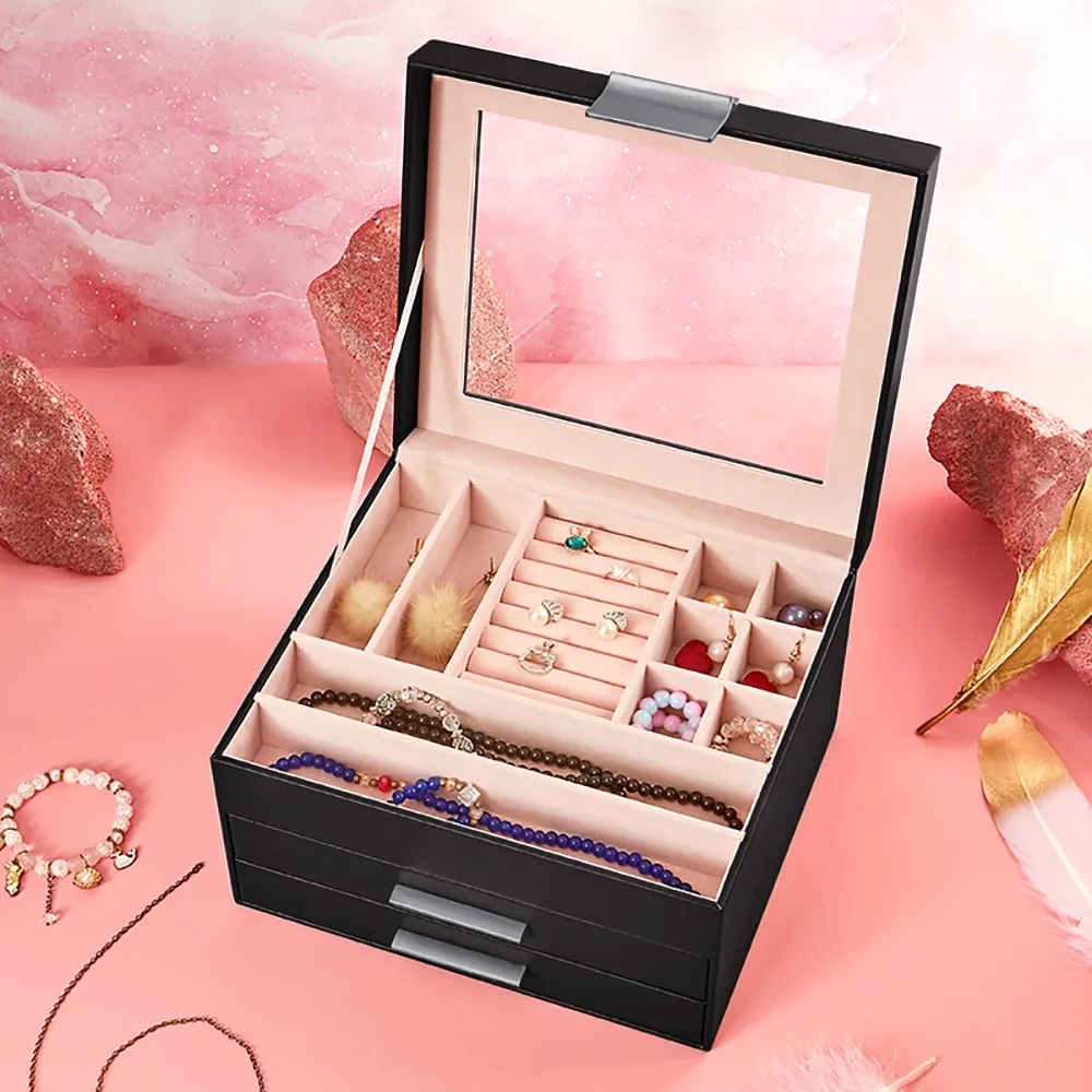 PU Leather Desk Organiser Ring Holder in Black window image