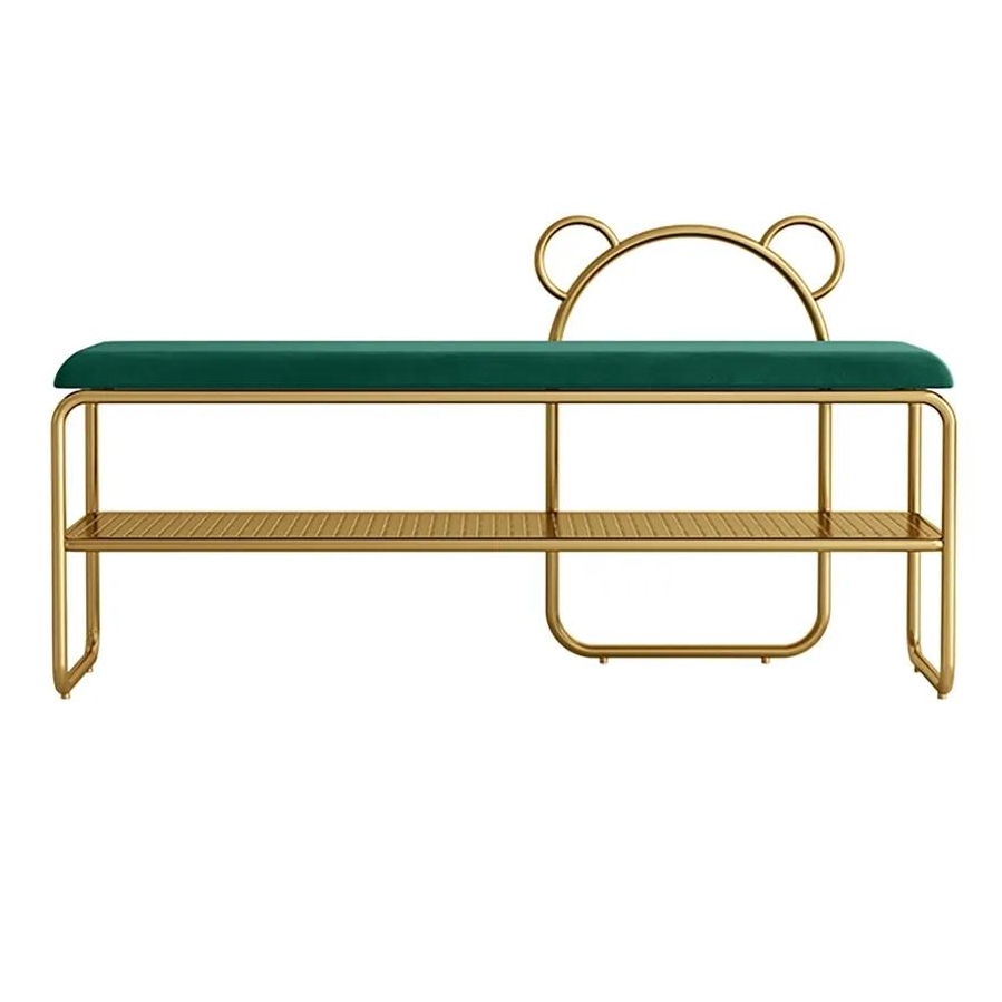 39" Green Bear Modern Velvet Upholstered Bench for Shoe Storage window image