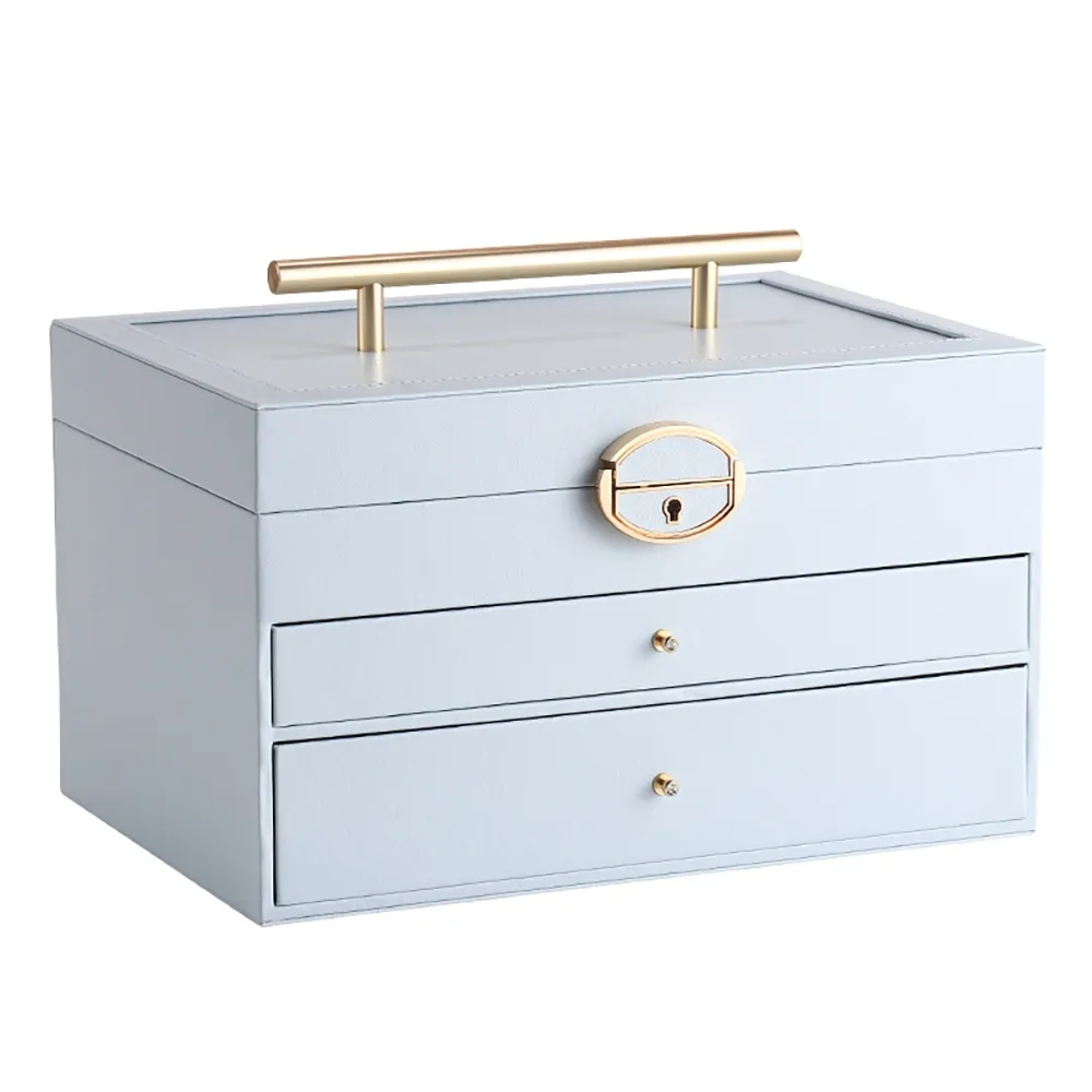 Modern Jewelry Box Desk Organiser with Drawers&Mirror window image