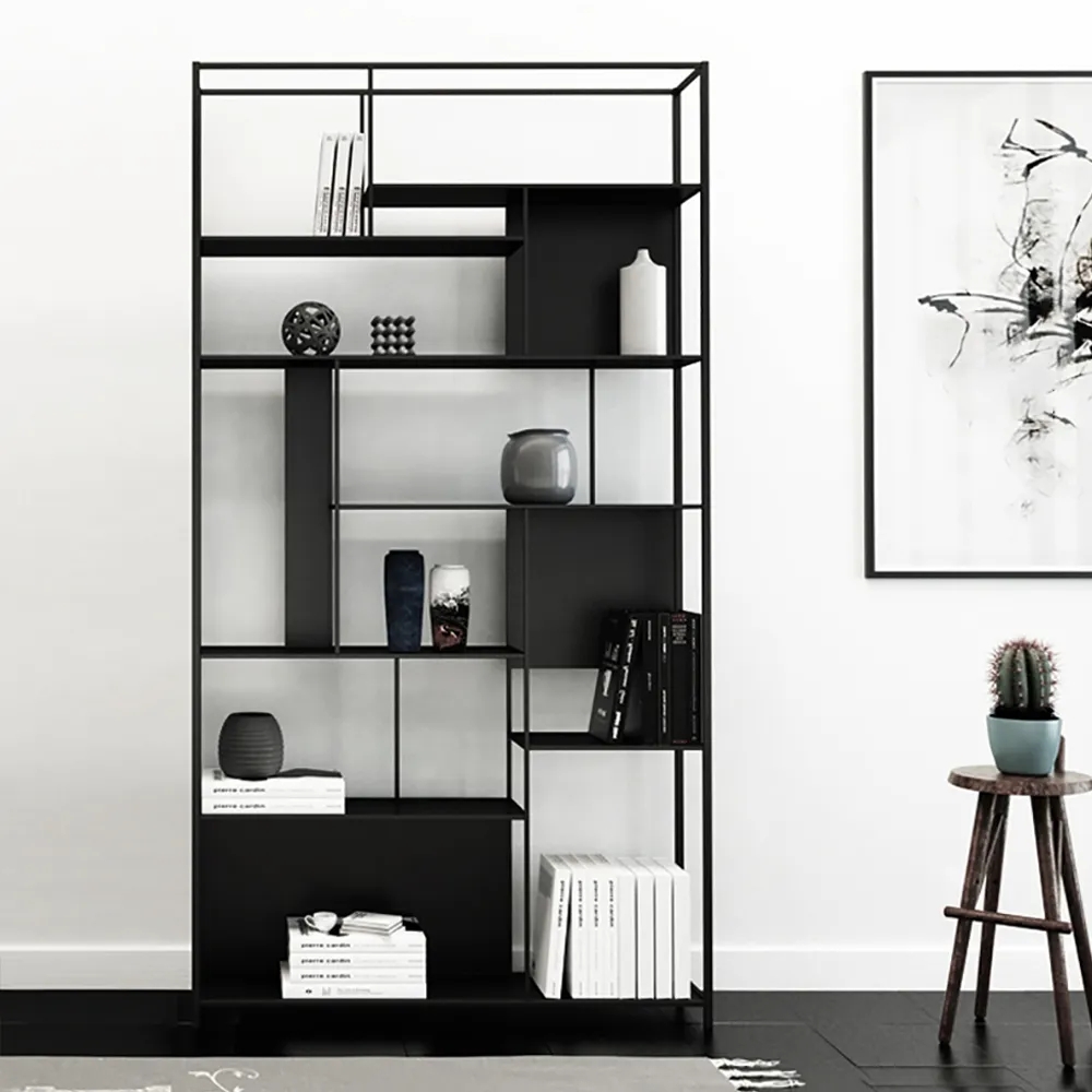 Contemporary Standing Geometric Bookshelf in Metal window image