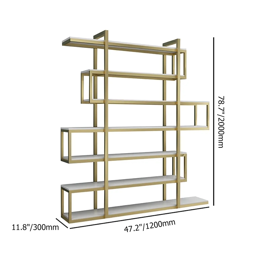 78" Minimalism 6-Tiered Etagere Bookshelf in White & Black window image