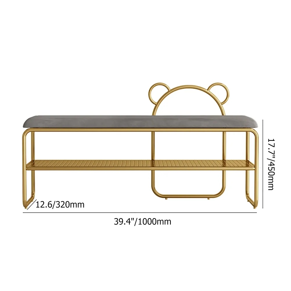 39" Green Bear Modern Velvet Upholstered Bench for Shoe Storage window image