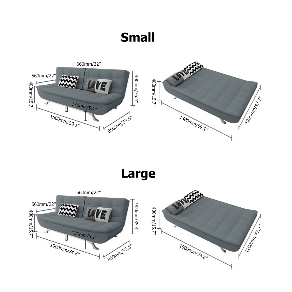 Linen Futon 2-Function Sleeper Sofa Bed with Cushions Lounge for 2 Seaters Living Room window image